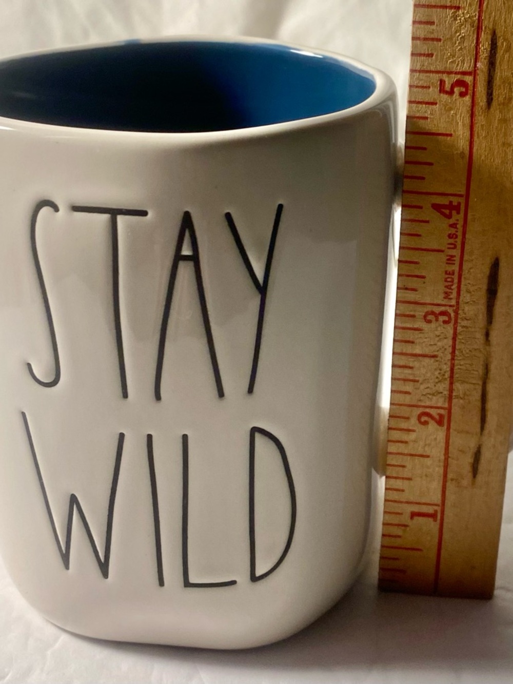 Rae Dunn White Mug with Blue Interior - STAY WILD - Picture 3 of 9